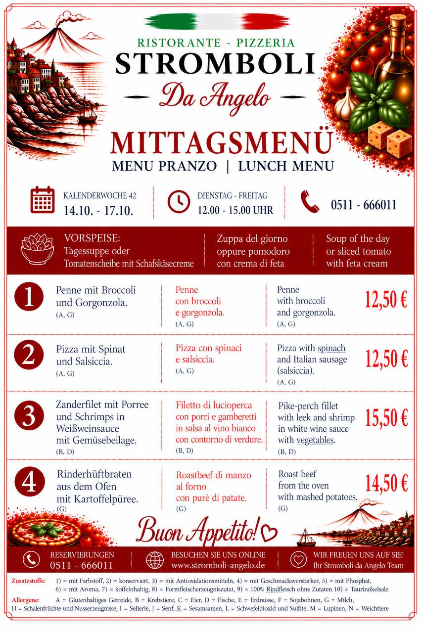 Komplette Mittagskarte